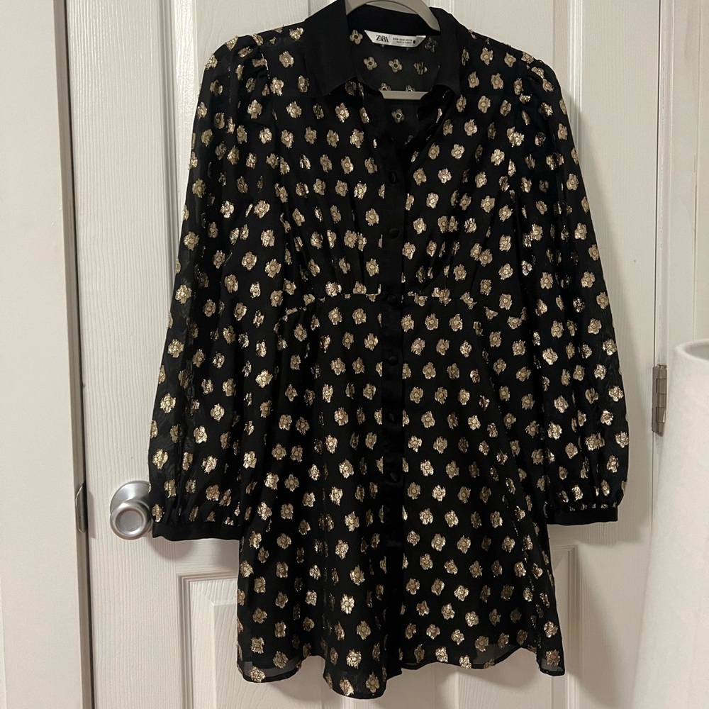 Black and Gold Zara Dress - M
